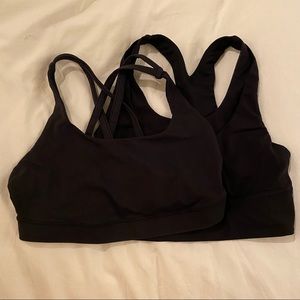 Two black lululemon sports bras